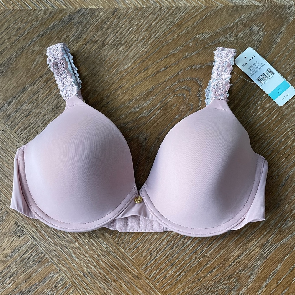 Natori Rose Dream bra size 32C NWT pink / gray